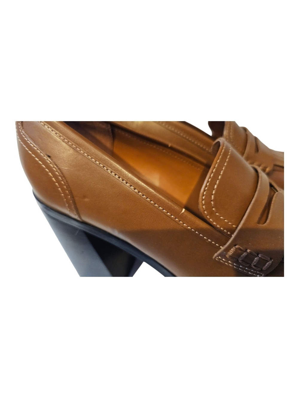 Marc Fisher Size 10 Hamish Block Heel Kiltie Penny Loafer Brown - Picture 3 of 14